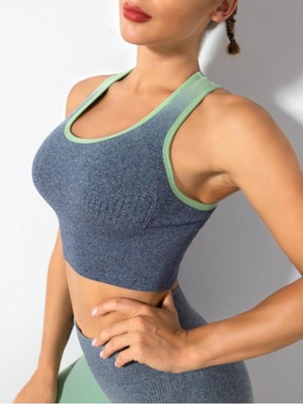 Ombre Colorblock Racer Back Sports Bra