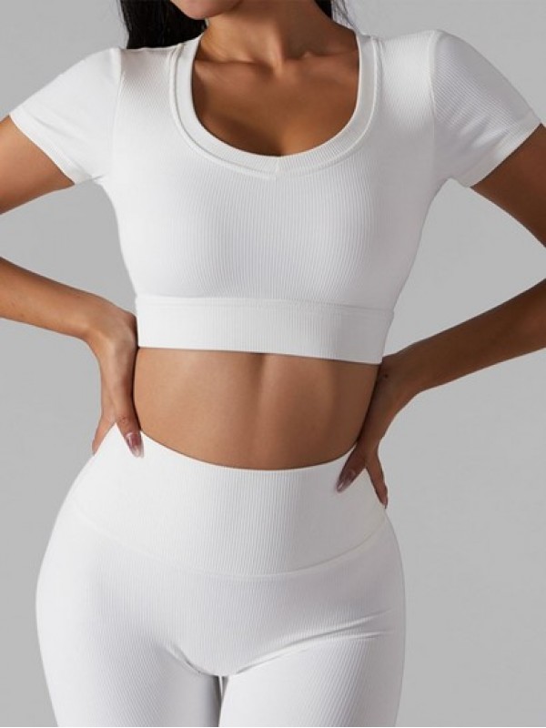 Quick Drying Ribbed Chest Pad Cropped Sports Top