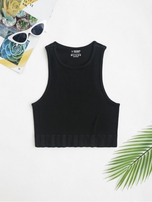 Basic Ribbed Sporty Tank Top