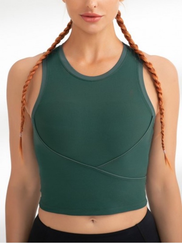 Solid Color Ribbed Running Tank Top