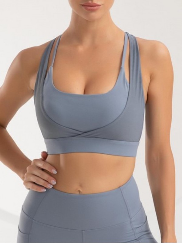 Racerback Ribbed Colorblock 2 In 1 Sports Bra