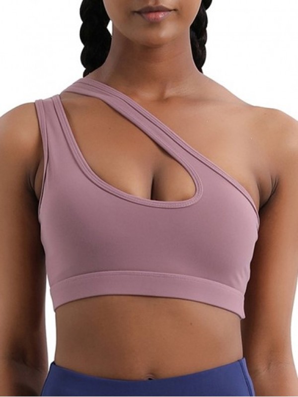 Asymmetrical One Shoulder Cut Out Sports Bra