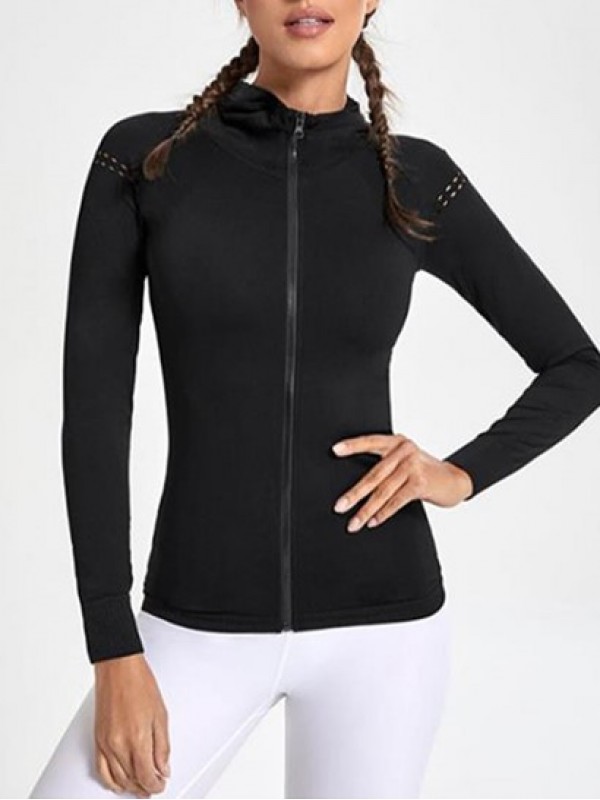 Hollow Out Design Sports Yoga Hooded Jacket