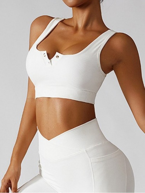 Textured Snap Button Sports Bra