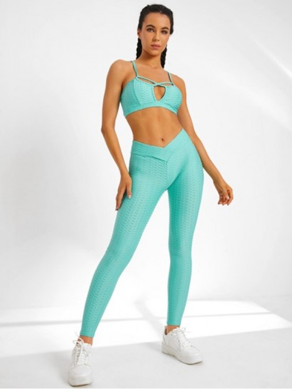 Anti-cellulite Tulip Waist Criss Cross Bra Leggings Set