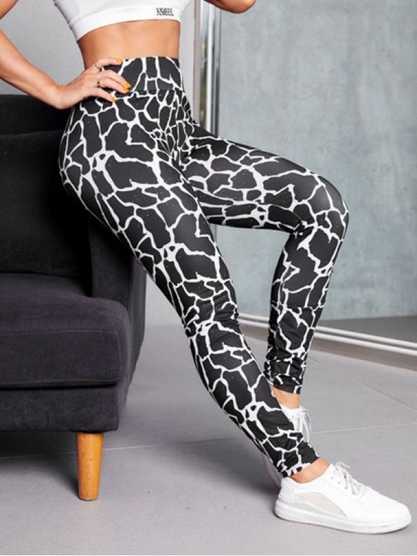 High Waisted Abstract Printed Sports Pants