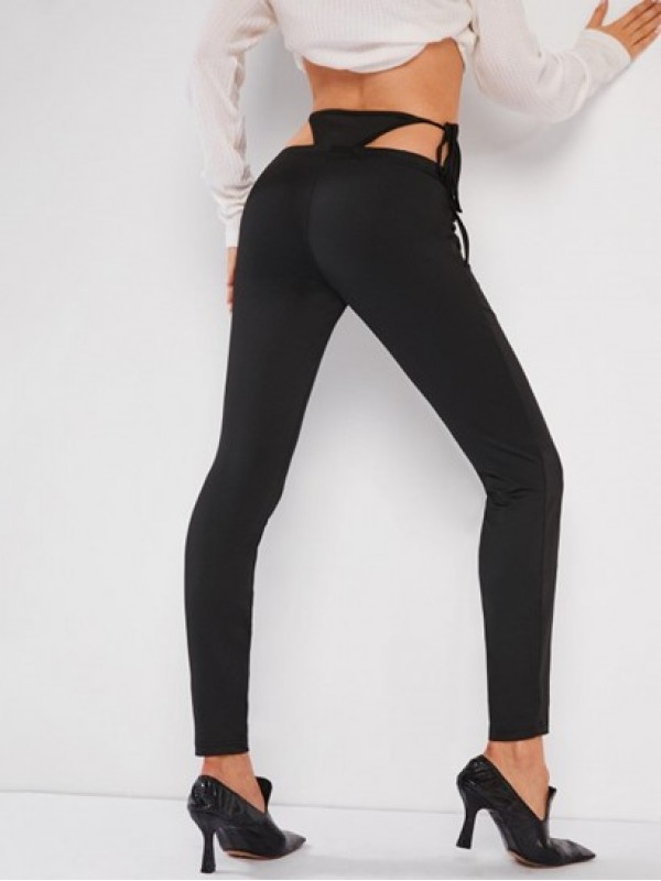 High Waisted Built-in G-string Skinny Leggings