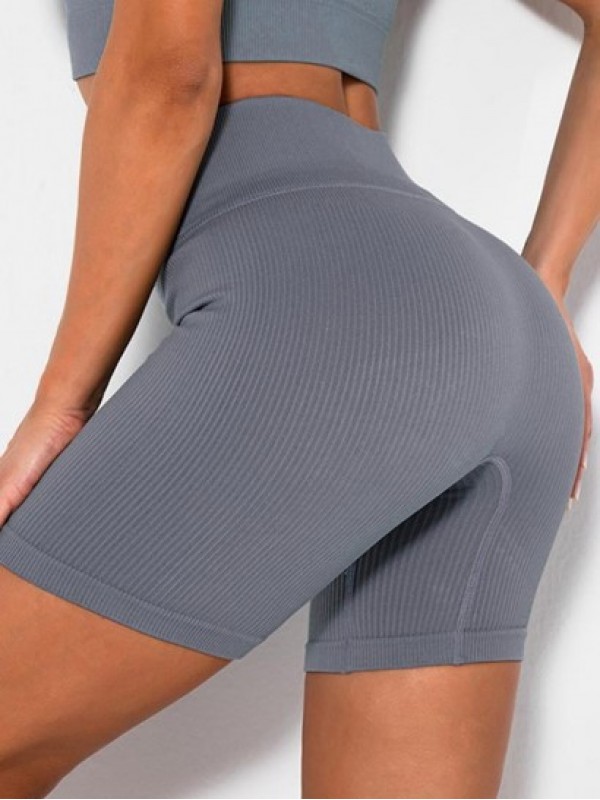 Wideband Seamless Ribbed Printed Yoga Shorts