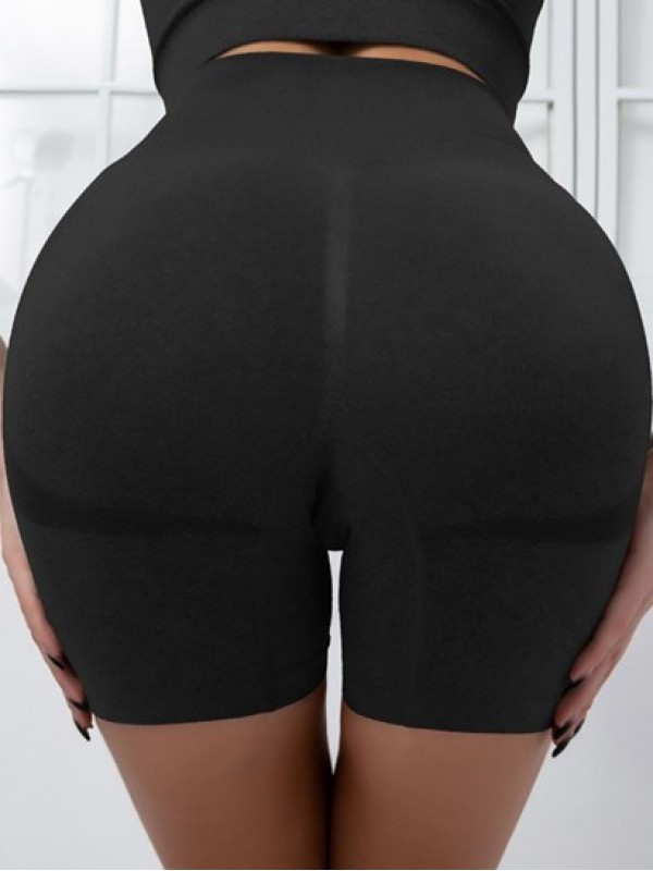 Wideband Waist Scrunch Butt Knitted Sports Yoga Shorts