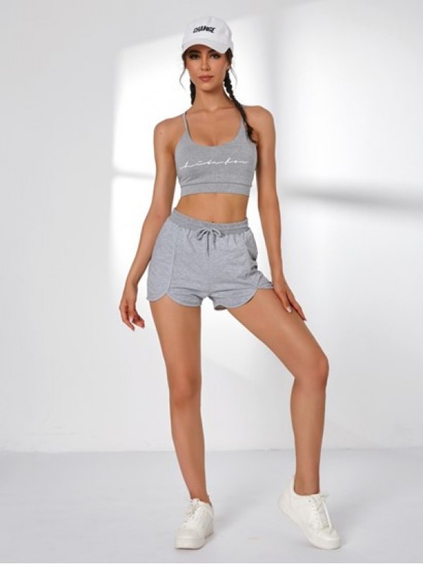 Irregular Hem Drawstring Sport Shorts