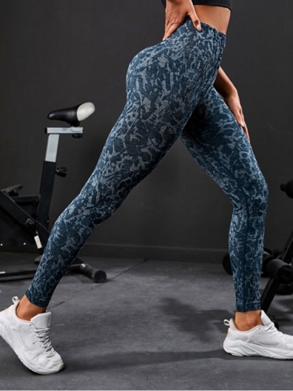 Camo Allover Print Wideband Waist Sports Yoga Leggings