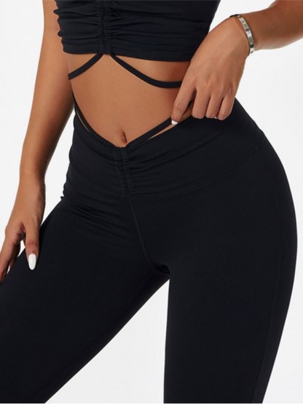 Cinched Midriff Flossing Flare Leggings