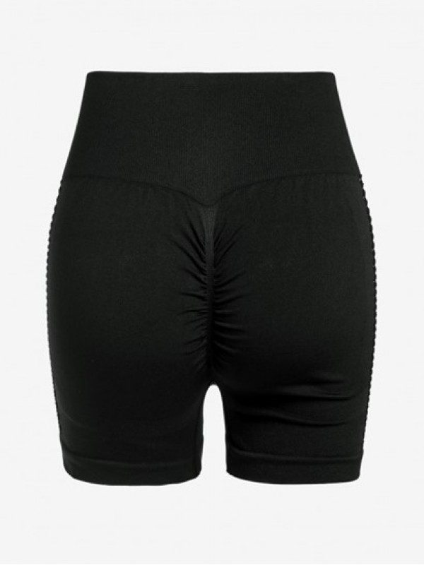 Hollow Out Wide Waistband Yoga Shorts