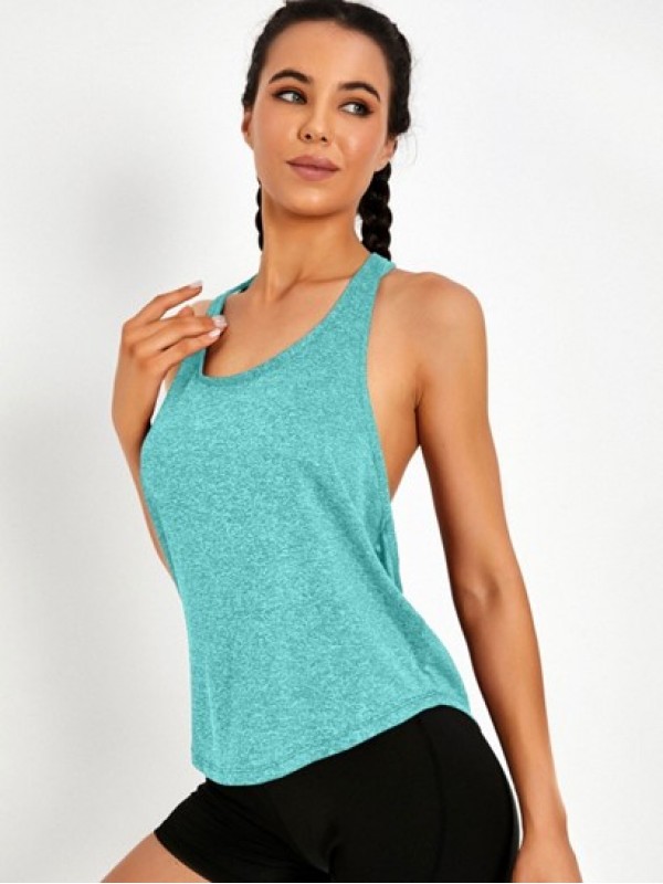 Heather Geometric Tape Y Line Sport Tank Top