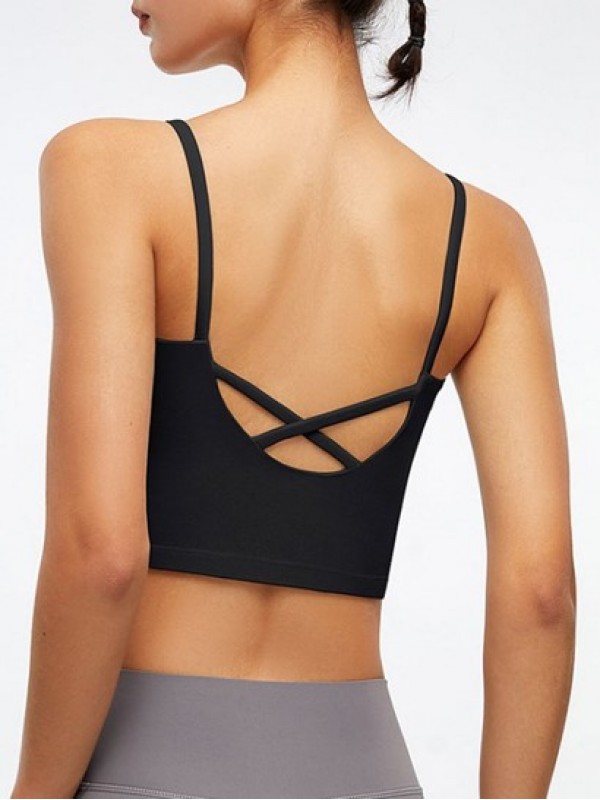 Breathable Criss Cross Blackless Yoga Sport Top