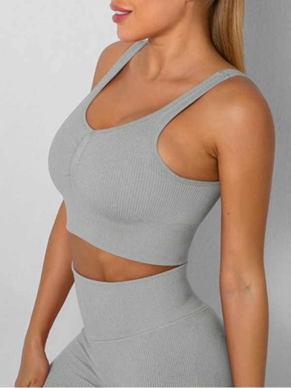 Ruched Ribbed Seamless Sports Bra