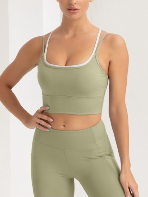 Criss Cross Yoga Spaghetti Strap Crop Tank Top