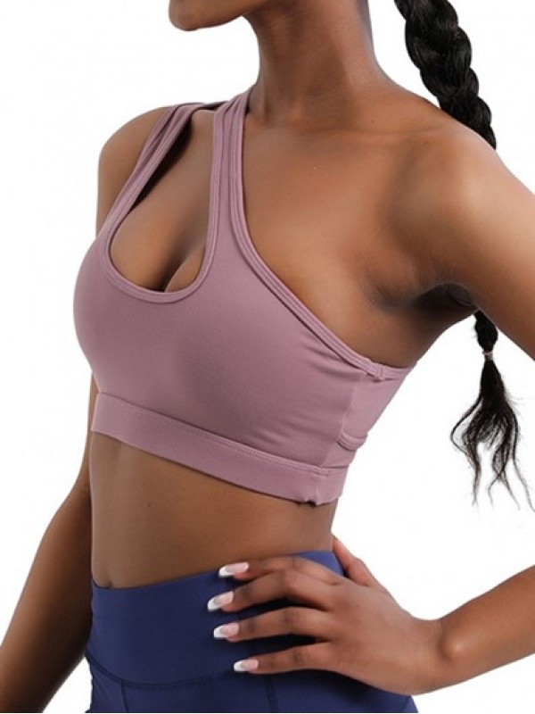 Asymmetrical One Shoulder Cut Out Sports Bra