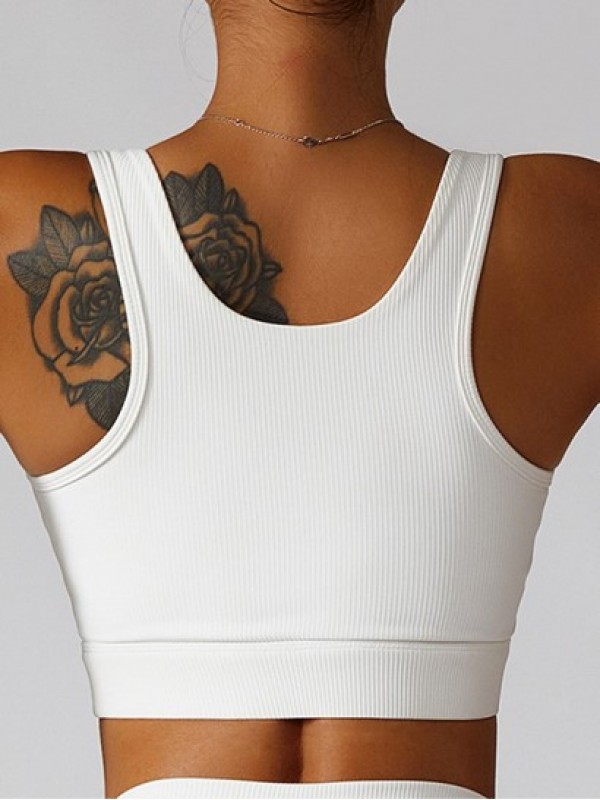 Textured Snap Button Sports Bra