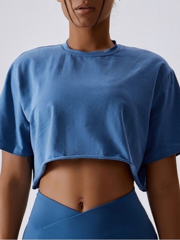 Solid Color Sports Crop Top